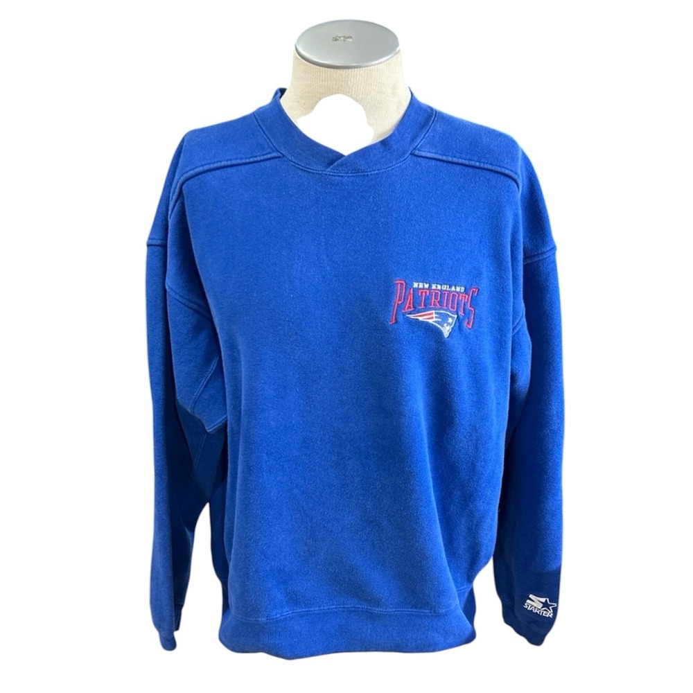 Starter Vintage New England Patriots Sweater Mens Large Blue Crew Neck NFL